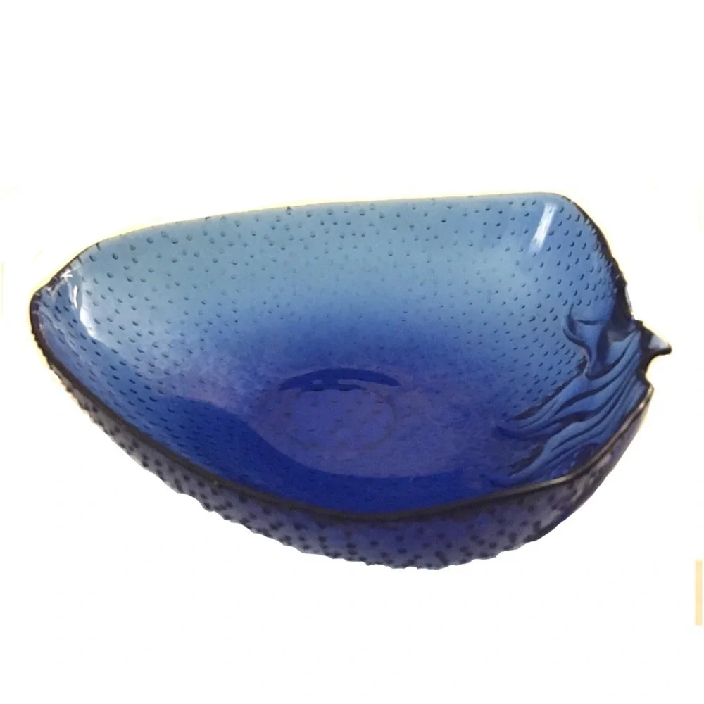 Vintage Strawberry Hobnob Glass Bowl in Cobalt Blue
